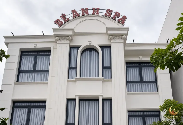 BÉ ANH HOTEL 간판이 보이는 다낭 베안 건물 외관